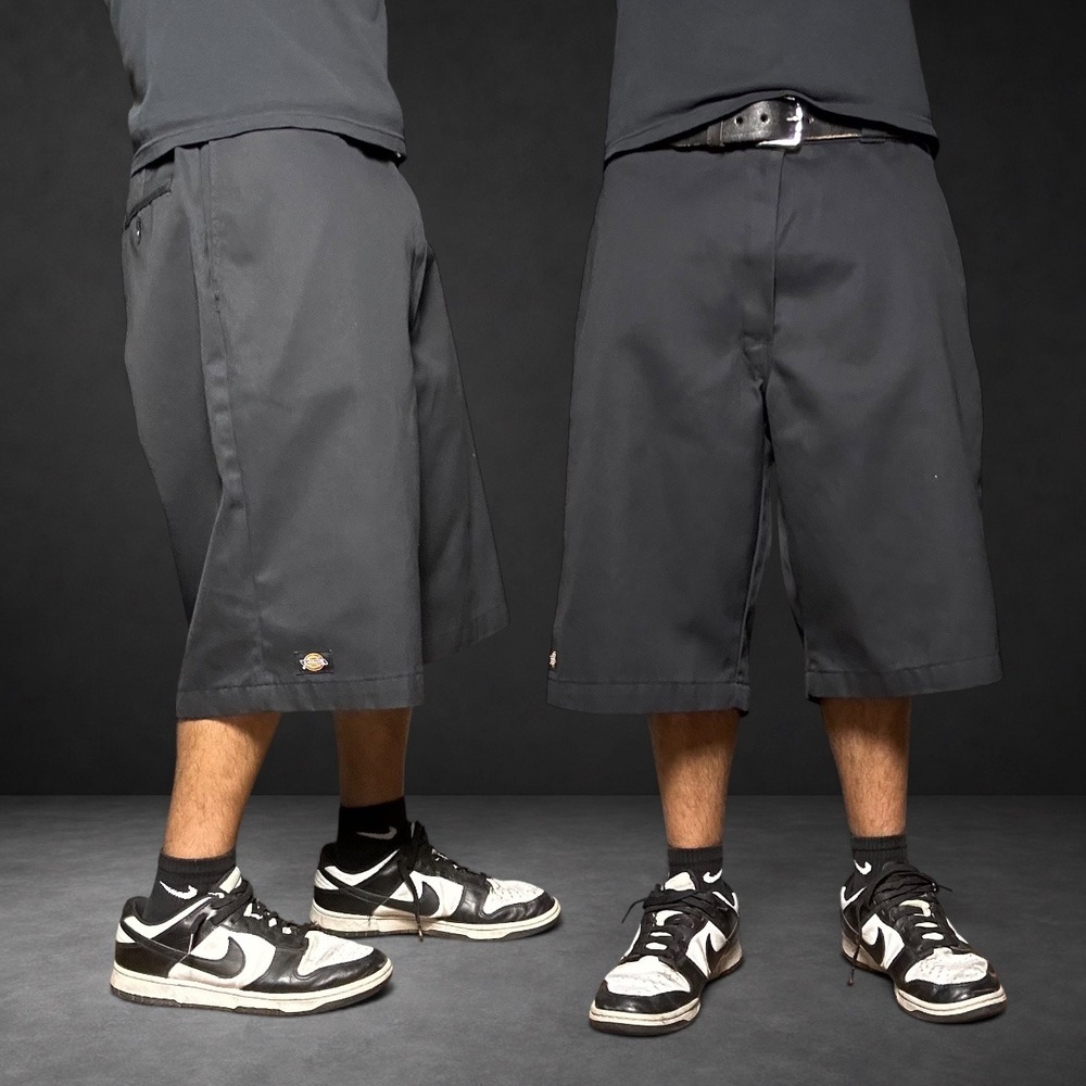 Dickies Relaxed Fit Black Work Shorts Skater Baggy Y2K Retro Size 44